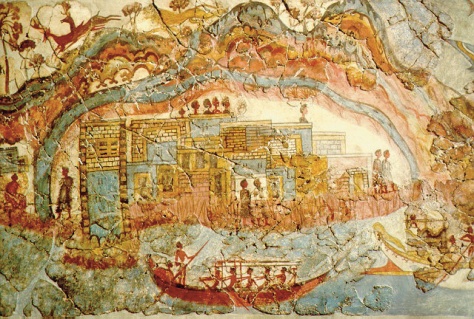 closeup of the town from the Flotilla fresco